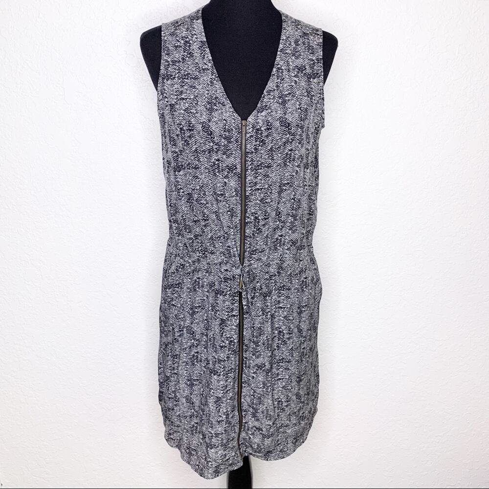 Eileen Fisher The Fisher Project black gray silk zip front dress size Small